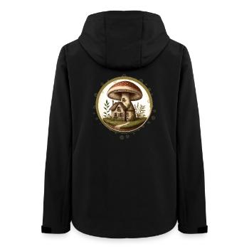 Design of a toadstool as a fairytale house in the forest - Women’s Recycled Softshell Jacket by Stanley/Stella - black - Back - AI Model Female 172 light (172cm)