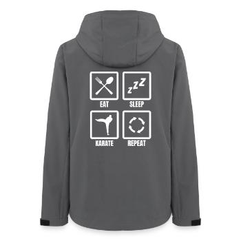 Essen Schlafen Karate Wiederholen - Frauen Recycelte Softshelljacke von Stanley/Stella - Anthrazit - Hinten - AI Model Female 172 light (172cm)