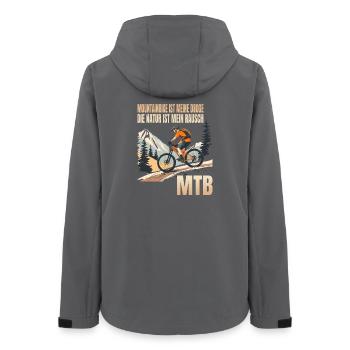 Mountainbike ist meine Droge Die Natur mein Rausch - Frauen Recycelte Softshelljacke von Stanley/Stella - Anthrazit - Hinten - AI Model Female 172 light (172cm)