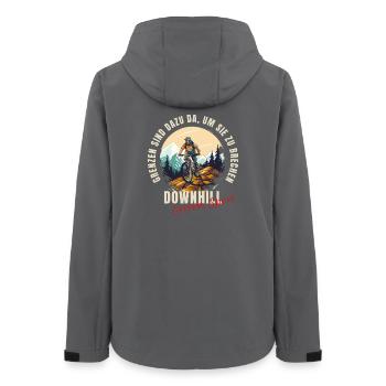 MTB: Grenzen sind dazu da, um sie zu brechen - Frauen Recycelte Softshelljacke von Stanley/Stella - Anthrazit - Hinten - AI Model Female 172 light (172cm)