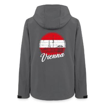 Wien Flagge - Frauen Recycelte Softshelljacke von Stanley/Stella - Anthrazit - Hinten - AI Model Female 172 light (172cm)