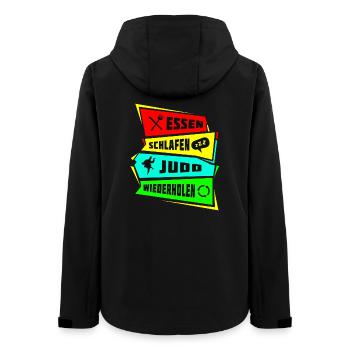 Essen Schlafen Judo wiederholen - Frauen Recycelte Softshelljacke von Stanley/Stella - Schwarz - Hinten - AI Model Female 172 light (172cm)