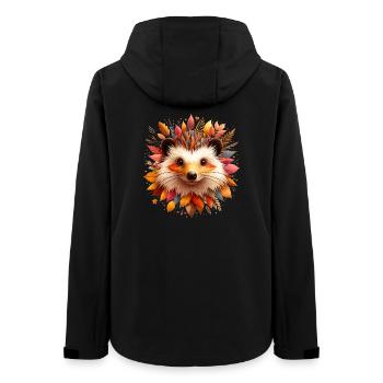 schöner Igel, gestaltet aus verschiedenen Blättern - Frauen Recycelte Softshelljacke von Stanley/Stella - Schwarz - Hinten - AI Model Female 172 light (172cm)
