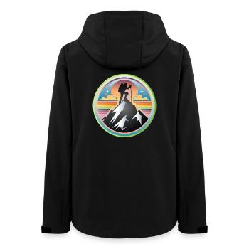 Mountains with a mountaineer on the summit - Women’s Recycled Softshell Jacket by Stanley/Stella - black - Back - AI Model Female 172 light (172cm)
