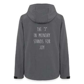Le J de lundi représente la joie - Veste softshell femme recyclée Stanley/Stella - charbon - Dos - AI Model Female 172 light (172cm)