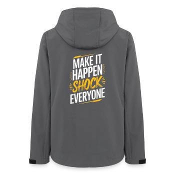 Motivational Shock Text for Self-Confidence - Women’s Recycled Softshell Jacket by Stanley/Stella - anthracite - Back - AI Model Female 172 light (172cm)