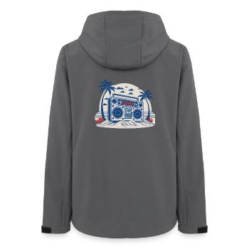 Vintage-Musik-Ghettoblaster - Frauen Recycelte Softshelljacke von Stanley/Stella - Anthrazit - Hinten - AI Model Female 172 light (172cm)