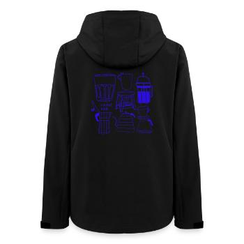 Café | Kahve var | Ambiance chaleureuse avec chat caché - Veste softshell femme recyclée Stanley/Stella - noir - Dos - AI Model Female 172 light (172cm)