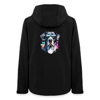 Dogge mit Sonnenbrille - Frauen Recycelte Softshelljacke von Stanley/Stella - Schwarz - Hinten - AI Model Female 172 light (172cm)