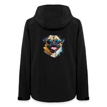 Mops mit Sonnenbrille - Frauen Recycelte Softshelljacke von Stanley/Stella - Schwarz - Hinten - AI Model Female 172 light (172cm)