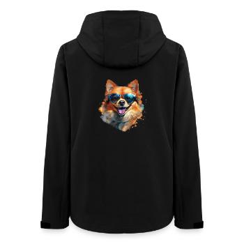 Pomeranian with sunglasses - Women’s Recycled Softshell Jacket by Stanley/Stella - black - Back - AI Model Female 172 light (172cm)