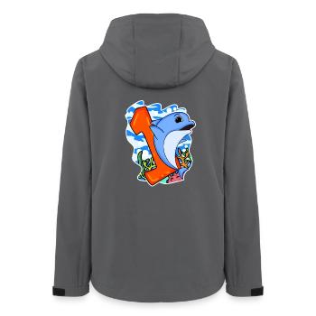 Zahl 1 Nummer Eins - Delfin Motiv - Frauen Recycelte Softshelljacke von Stanley/Stella - Anthrazit - Hinten - AI Model Female 172 light (172cm)