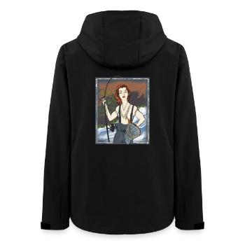Starke Frau beim Angeln - Frauen Recycelte Softshelljacke von Stanley/Stella - Schwarz - Hinten - AI Model Female 172 light (172cm)
