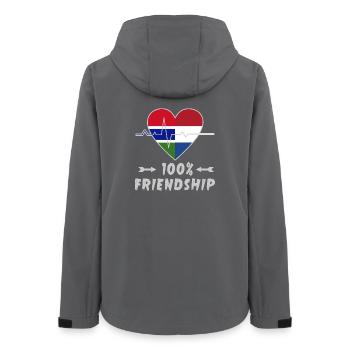 Gambia und Niederlande 100% Freundschaft - Frauen Recycelte Softshelljacke von Stanley/Stella - Anthrazit - Hinten - AI Model Female 172 light (172cm)