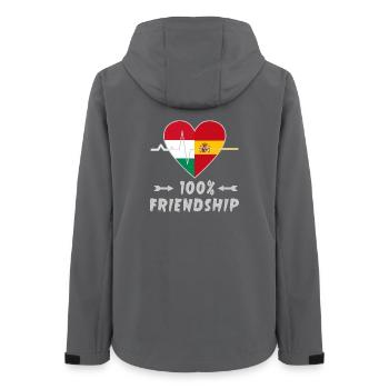 Ungarn und Spanien 100% Freundschaft - Frauen Recycelte Softshelljacke von Stanley/Stella - Anthrazit - Hinten - AI Model Female 172 light (172cm)