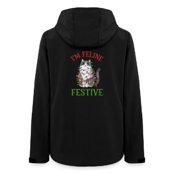 Feline Festive Light String Design - Women’s Recycled Softshell Jacket by Stanley/Stella - black - Back - AI Model Female 172 light (172cm)