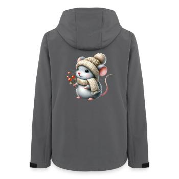 entzückende Maus mit einer warmen Strickmütze - Frauen Recycelte Softshelljacke von Stanley/Stella - Anthrazit - Hinten - AI Model Female 172 light (172cm)