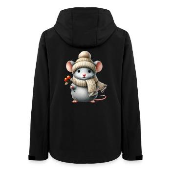 süße Maus mit einer warmen Strickmütze und Schal - Frauen Recycelte Softshelljacke von Stanley/Stella - Schwarz - Hinten - AI Model Female 172 light (172cm)