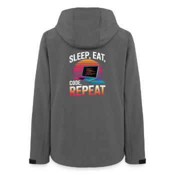 Schlaf Essen Code Wiederholen Geschenk Programmierer Entwickler - Frauen Recycelte Softshelljacke von Stanley/Stella - Anthrazit - Hinten - AI Model Female 172 light (172cm)
