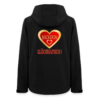 GLÜCKWUNSCH BÄCKERIN BACKEN - HERZ - Frauen Recycelte Softshelljacke von Stanley/Stella - Schwarz - Hinten - AI Model Female 172 light (172cm)
