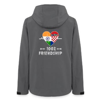 Indien und Kroatien 100% Freundschaft - Frauen Recycelte Softshelljacke von Stanley/Stella - Anthrazit - Hinten - AI Model Female 172 light (172cm)