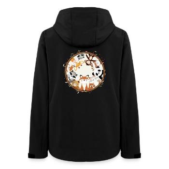 Kreis voller süßer Tiere wie Fuchs, Panda,Waschbär - Frauen Recycelte Softshelljacke von Stanley/Stella - Schwarz - Hinten - AI Model Female 172 light (172cm)