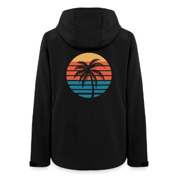 Cercle rétro de coucher de soleil sur les palmiers - Veste softshell femme recyclée Stanley/Stella - noir - Dos - AI Model Female 172 light (172cm)