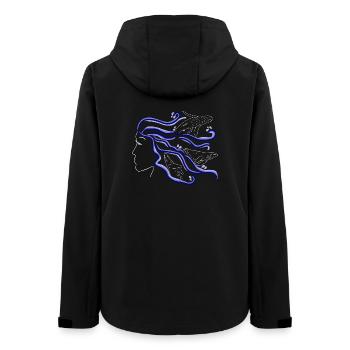 Buckelwal Frau Silhouette Haare handgezeichnet - Frauen Recycelte Softshelljacke von Stanley/Stella - Schwarz - Hinten - AI Model Female 172 light (172cm)