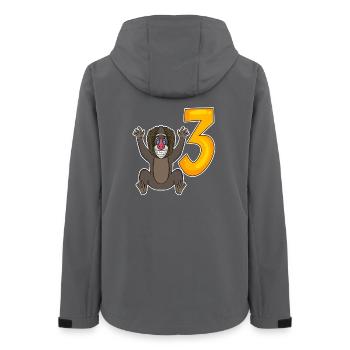 Drei 3 - Nummer 3 - Zahl 3 Geburtstag Affe - Frauen Recycelte Softshelljacke von Stanley/Stella - Anthrazit - Hinten - AI Model Female 172 light (172cm)