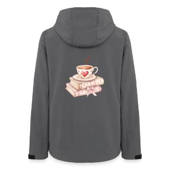 Liebe schlürfen: Kaffee und Bücher - Frauen Recycelte Softshelljacke von Stanley/Stella - Anthrazit - Hinten - AI Model Female 172 light (172cm)