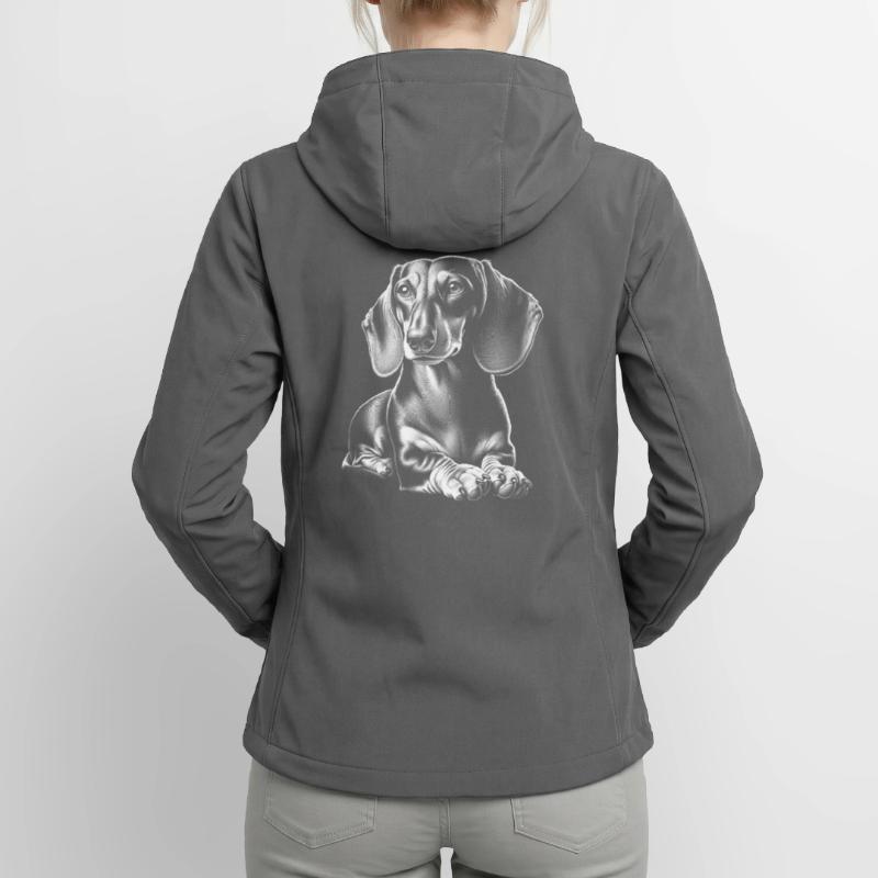 teckel mignon dans la pose couchée dans le style de dessin Veste softshell femme recyclée Stanley/Stella