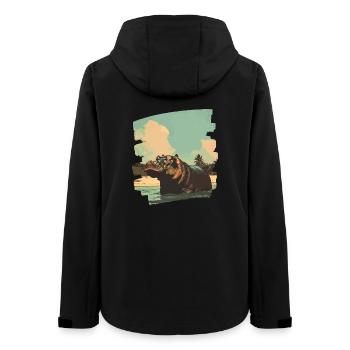 Nilpferd Retro - Frauen Recycelte Softshelljacke von Stanley/Stella - Schwarz - Hinten - AI Model Female 172 light (172cm)