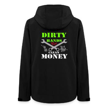 Auto Tuning Schrauber Kult Shirt Dirty Hands (25) - Frauen Recycelte Softshelljacke von Stanley/Stella - Schwarz - Hinten - AI Model Female 172 light (172cm)