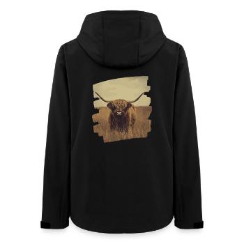 Scottish Highland cattle - Women’s Recycled Softshell Jacket by Stanley/Stella - black - Back - AI Model Female 172 light (172cm)