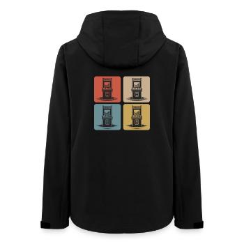 Retro Gaming Automaten 80er - Frauen Recycelte Softshelljacke von Stanley/Stella - Schwarz - Hinten - AI Model Female 172 light (172cm)