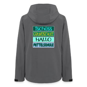 TSCHÜSS GRUNDSCHULE HALLO MITTELSCHULE SCHÜLER - Frauen Recycelte Softshelljacke von Stanley/Stella - Anthrazit - Hinten - AI Model Female 172 light (172cm)