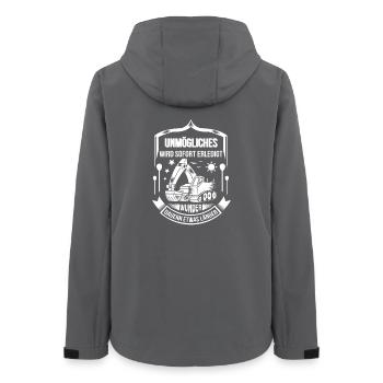 Baggerfahrer Unmögliches sofort erledigt - Frauen Recycelte Softshelljacke von Stanley/Stella - Anthrazit - Hinten - AI Model Female 172 light (172cm)