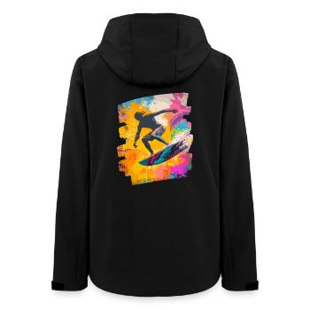 Surfer Surfen Surfbrett Surfing - Frauen Recycelte Softshelljacke von Stanley/Stella - Schwarz - Hinten - AI Model Female 172 light (172cm)