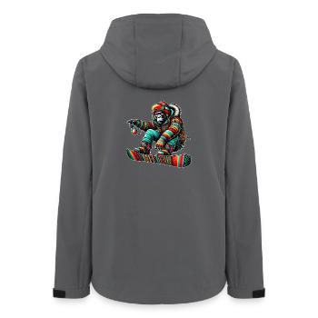 Gorilla Snowboard – King of the Mountain - Frauen Recycelte Softshelljacke von Stanley/Stella - Anthrazit - Hinten - AI Model Female 172 light (172cm)