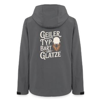 Geiler Typ Mit Bart & Glatze Glatzkopf Bartträger - Frauen Recycelte Softshelljacke von Stanley/Stella - Anthrazit - Hinten - AI Model Female 172 light (172cm)