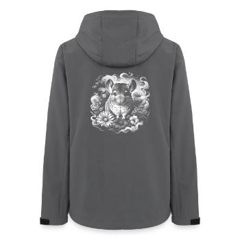 Süßes Chinchilla mit Blumen und Wolken - Frauen Recycelte Softshelljacke von Stanley/Stella - Anthrazit - Hinten - AI Model Female 172 light (172cm)