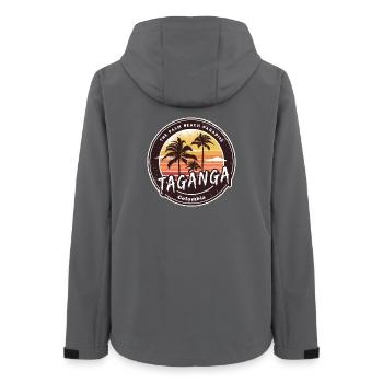 Taganga Palmen Strand Design - Frauen Recycelte Softshelljacke von Stanley/Stella - Anthrazit - Hinten - AI Model Female 172 light (172cm)