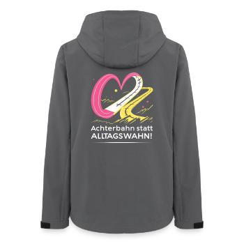 Achterbahn statt Alltagswahn - Frauen Recycelte Softshelljacke von Stanley/Stella - Anthrazit - Hinten - AI Model Female 172 light (172cm)