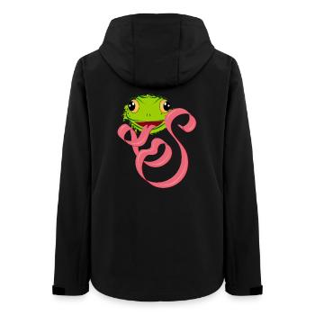 Frecher Frosch mit großer Zunge – Lustiges Design - Frauen Recycelte Softshelljacke von Stanley/Stella - Schwarz - Hinten - AI Model Female 172 light (172cm)