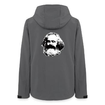 Karl Marx-T-Shirt - Frauen Recycelte Softshelljacke von Stanley/Stella - Anthrazit - Hinten - AI Model Female 172 light (172cm)