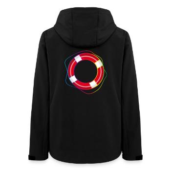 Rettungsring mit Regenbogen-Seil –Maritimes Symbol - Frauen Recycelte Softshelljacke von Stanley/Stella - Schwarz - Hinten - AI Model Female 172 light (172cm)