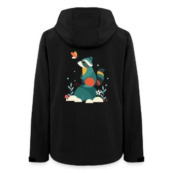 Waschbär & Schmetterling-Niedliches Waldtier-Motiv - Frauen Recycelte Softshelljacke von Stanley/Stella - Schwarz - Hinten - AI Model Female 172 light (172cm)