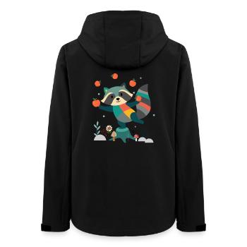 Playful raccoon happily juggling apples - Women’s Recycled Softshell Jacket by Stanley/Stella - black - Back - AI Model Female 172 light (172cm)