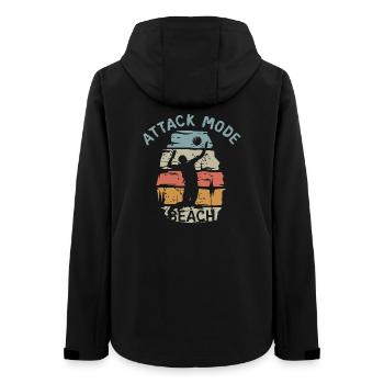 Attack Mode Beach - Joueur de volley-ball vintage - Veste softshell femme recyclée Stanley/Stella - noir - Dos - AI Model Female 172 light (172cm)