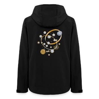Diamanten-Konstellation in goldenen Bahnen - Frauen Recycelte Softshelljacke von Stanley/Stella - Schwarz - Hinten - AI Model Female 172 light (172cm)